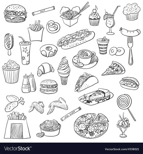 Doodle icon fast food Royalty Free Vector Image