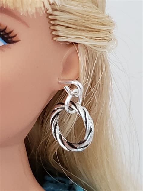 Barbie Silver Twisted Hoops Earrings For 11 5 Inch Fashion Etsy