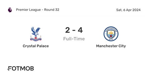 Crystal Palace Vs Manchester City Live Score Predicted Lineups And