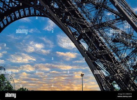 Eiffel Tower Wrought Iron Champ De Mars Paris France Stock Photo