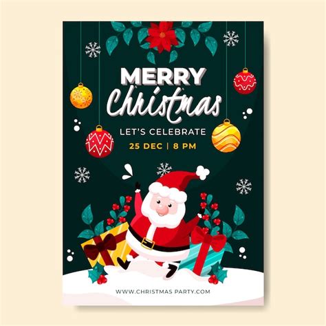 Free Vector Flat Christmas Season Vertical Poster Template