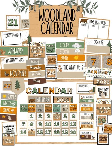 Woodland Classroom Calendar - Etsy | Classroom calendar, Interactive ...