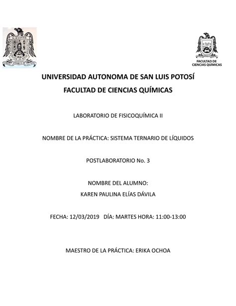 Práctica 4 Fisicoquímica 2 UNIVERSIDAD AUTONOMA DE SAN LUIS POTOSÍ