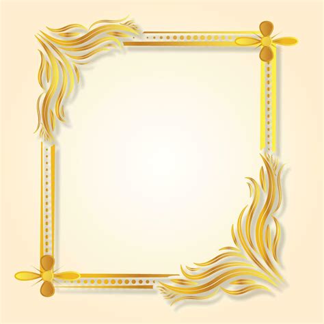 Golden color photo Frame vector Art for home Decoration, White Isolated ...