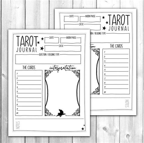 Simple Tarot Card Journal Planner Reading Journal Tracker Etsy