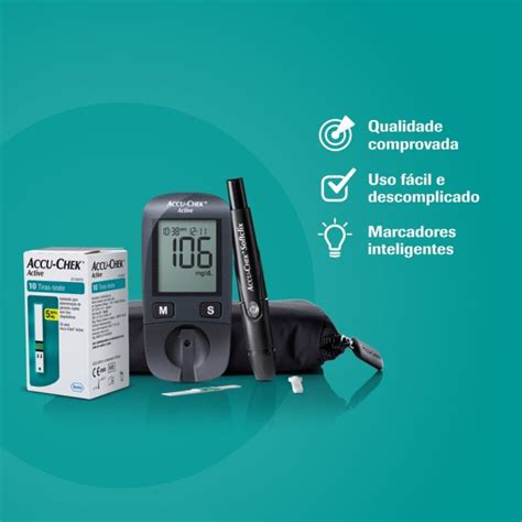 Como Usar O Aparelho De Medir Glicose Accu-chek Active - Kit Glicose Roche