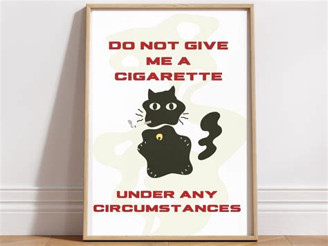 Retro Smoking Black Cat Poster Thai Poster Abstract Cat Art T For