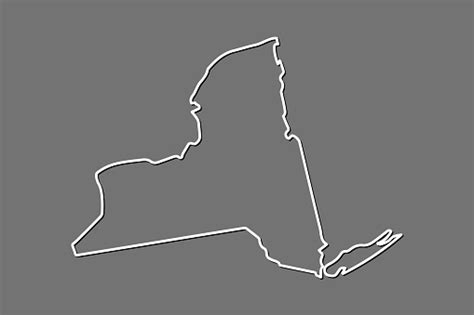 New York Vector Map With Single Border Line Boundary Using White Color