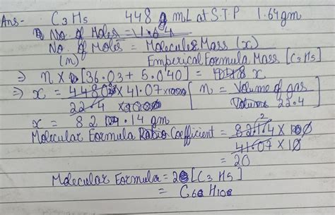 1 64 Gm Of A Gaseous Hydrocarbon Having The Empirical Formula C3H5 Can