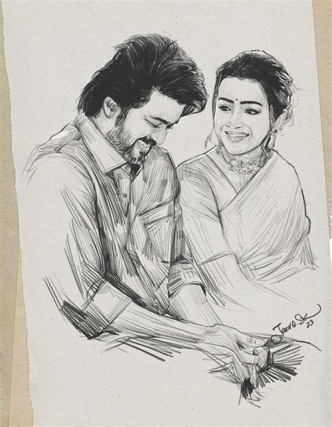 Thalapathy Vijay Pencil Sketch 2023 Leofilm Bloodysweet Thalapathyvijay