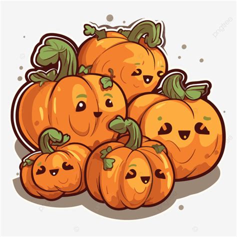 Grupo De Lindas Calabazas En Un Clipart De Fondo Beige Vector PNG