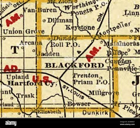 Map Blackford County 1888 Stock Photo - Alamy