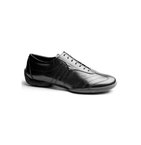 BLACK LEATHER FORMAL TRAINERS Men's leather black dance sneakers