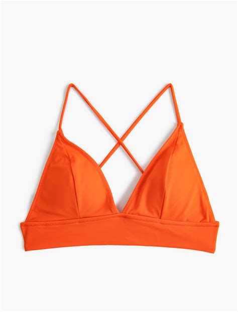 Turuncu Kadın Üçgen Bikini Üstü Basic SAK MM Koton