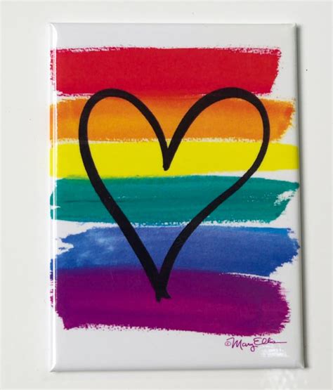 Gay Pride LGBT Rainbow Flag Heart Refrigerator Magnet NY Souvenir X Glossy Metal Magnet