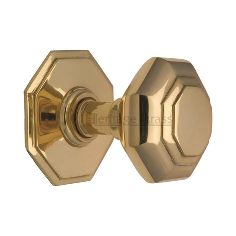 Heritage Brass Octagon Centre Door Knob 3 Polished Brass Finish