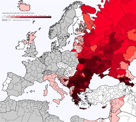 Detailed map of the Orthodox Church in Europe divided by regions : r ...