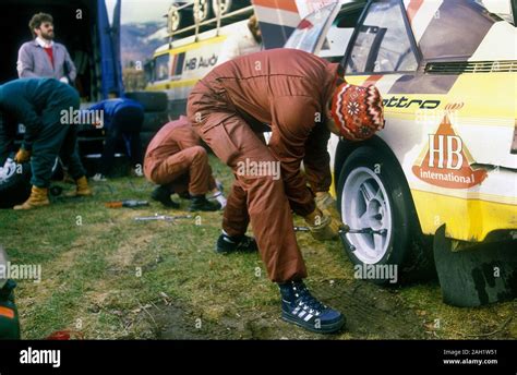 Walter Röhrl Audi Sport Quattro im Dienst auf dem 1985 Rallye Monte