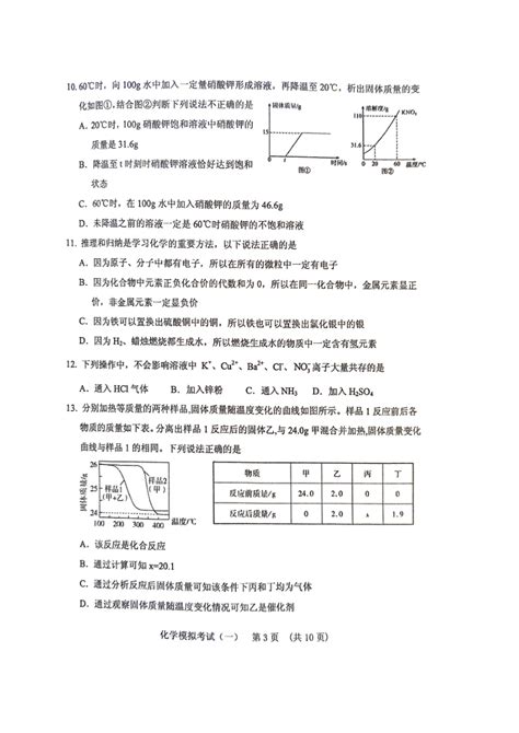 2024年山东省泰安市肥城市九年级化学中考二模试卷图片版含答案21世纪教育网 二一教育