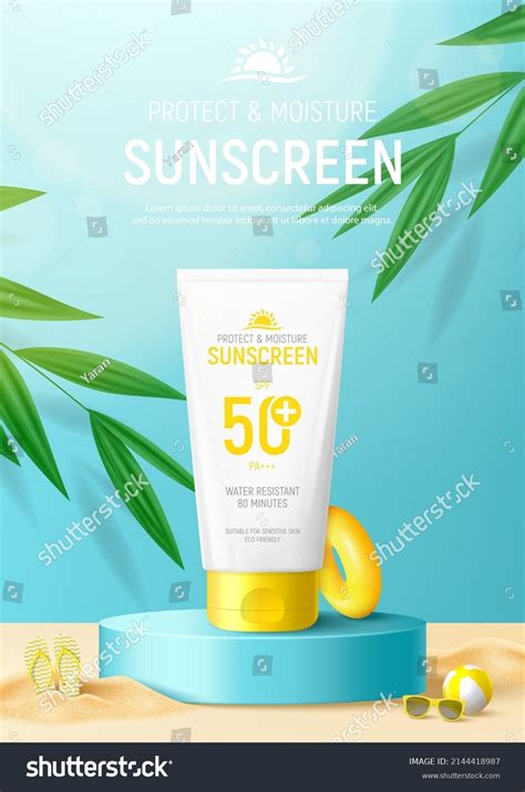 Sunscreen Ad Poster Template Banner Tube Stock Vector Royalty Free