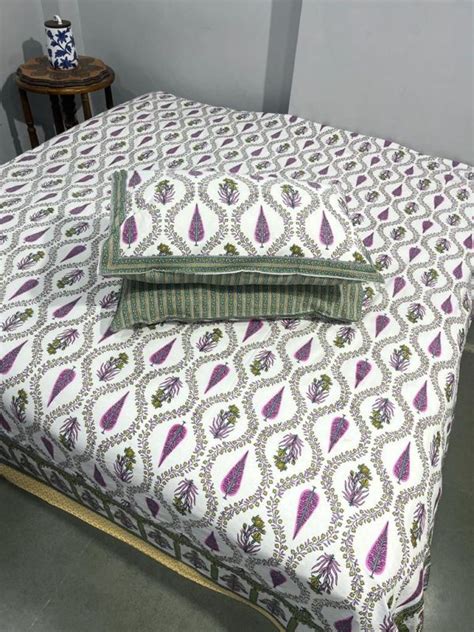 Hand Block Printed Bedsheets Bagru For Home Feature Eco Friendly At