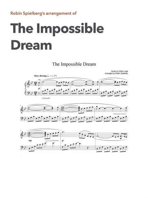 The Impossible Dream Robin S Arrangement Robin Spielberg Piano