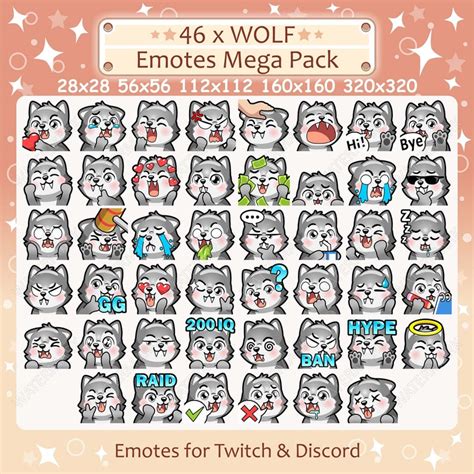 Wolf Emotes X For Twitch Discord Emote Gray Wolf Twitch Emote Pack