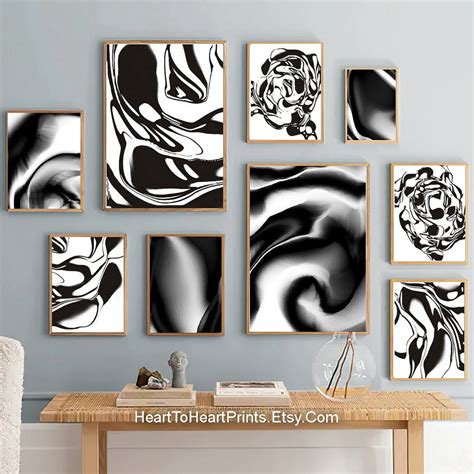 Black and White Minimalist Abstract PRINTABLE Wall Art Set of - Etsy