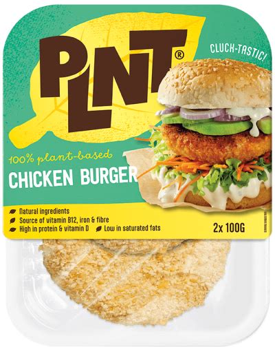 Plnt 100 Plant Based Chicken Burger Plnt