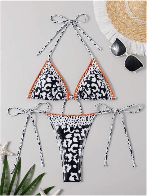 Ba Ador Bikini Tri Ngulo Halter Con Estampado