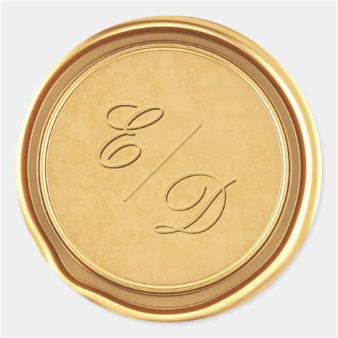 Monogram Faux Gold Wax Envelope Seal Sticker | Zazzle