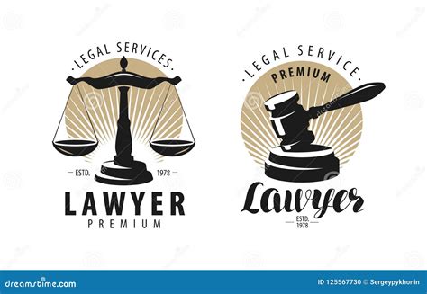 Law Office Attorney Lawyer Logo Or Label Scales Of Justice Gavel