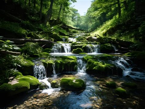 Premium AI Image | Waterfall in the forest Beautiful natural landscape ...