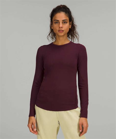 Lululemon Hold Tight Ribbed Long Sleeve Shirt Cassis Lulu Fanatics