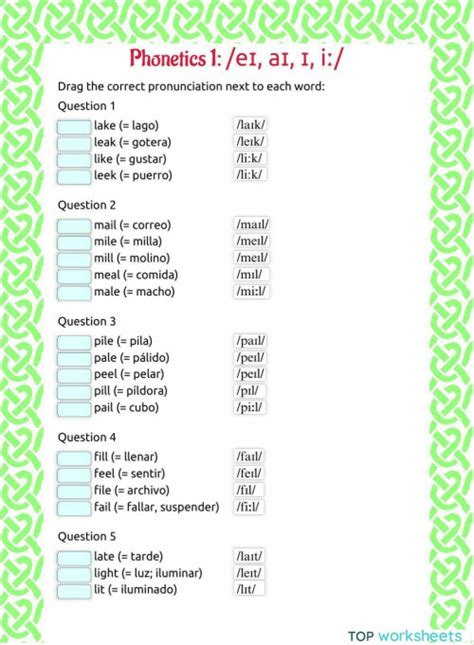 Phonetics 3 T ð F Tʃ ʃ ʒ ŋ G ʤ Interactive Worksheet Topworksheets