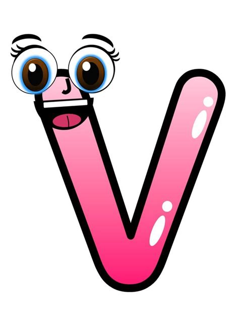 Capital Letter V Clip art with Face | Cute Alphabet Letter V Clip Art ...