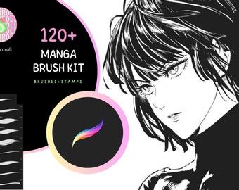 50 Manga Brush Kit Manga Brush Procreate Comic Ink Procreate Manga