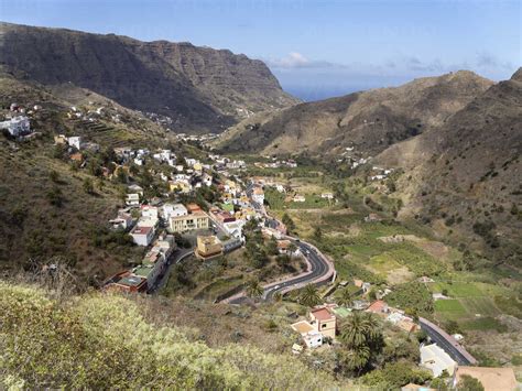 Spain La Gomera View Of Hermigua Stock Photo