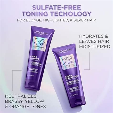 L’oreal Paris Everpure Sulfate Free Brass Toning Purple Shampoo And Conditioner Set For Blonde