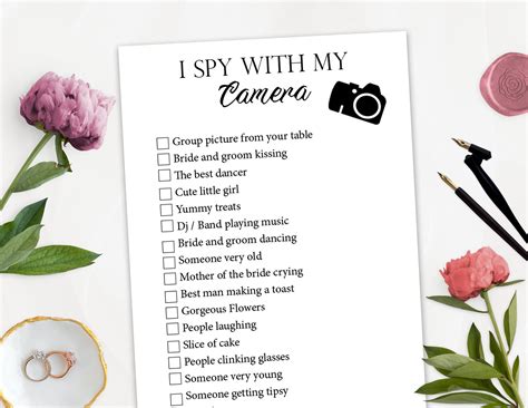 I Spy Wedding Game Printable Wedding Reception Game Fun Etsy