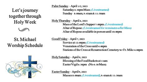 St Michael Catholic Community 2023 Holy Week Schedule