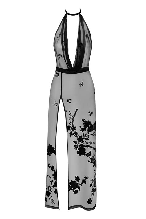 Robe longue dos nu Divinity F tulle floqué Ma lingerie Mon prêt à porter mes tenues