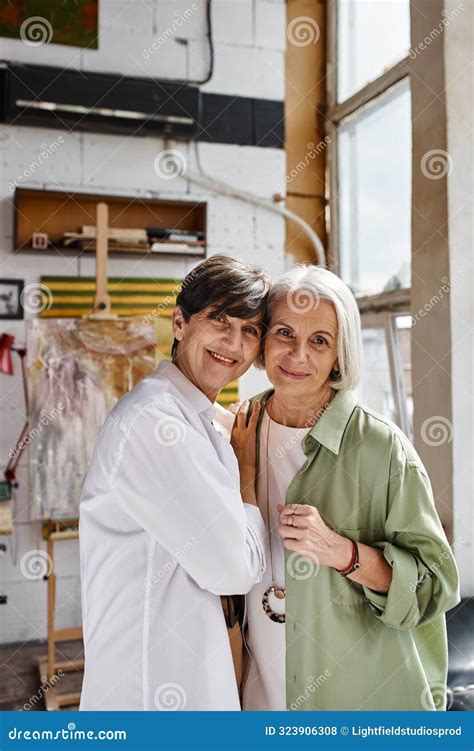 A Mature Lesbian Couple Standing Side Stock Photo Image Of Lgbt Caring