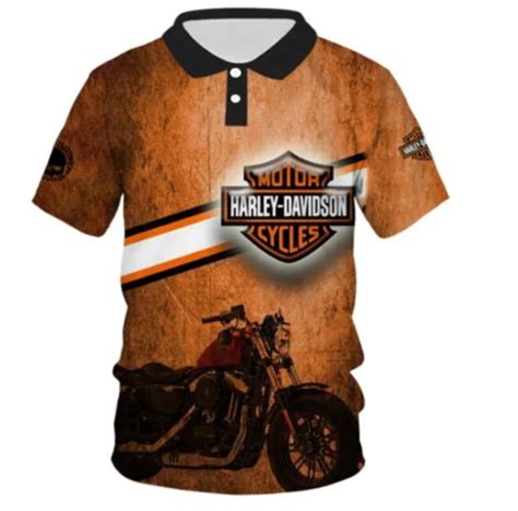 Harley Davidson Polo Design 3D Full Printed Sizes S 5XL NABK316