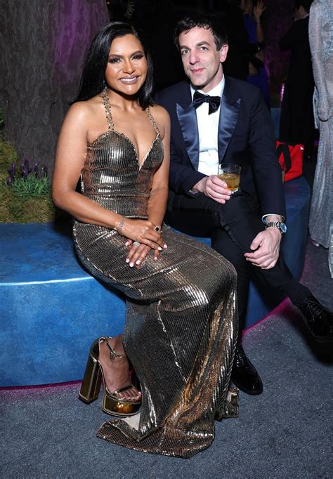 Mindy Kaling Is A Golden Goddess With Bestie Bj Novak At 2023 Vanity Fair Oscar Party