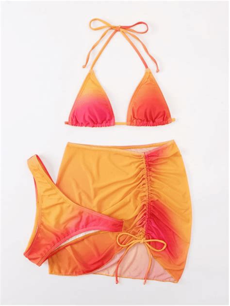 Ba Ador Bikini Halter De Ombr Tri Ngulo Con Falda De Playa Match