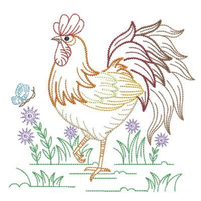 Vintage Chickens Set Designs Sizes Products Swak Embroidery