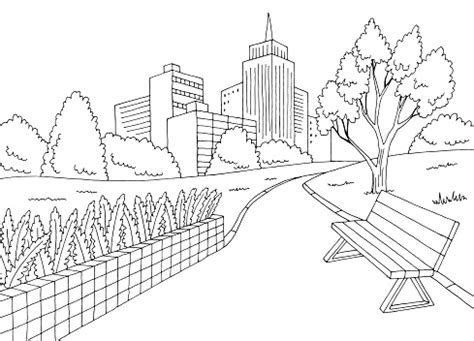 Park Graphic Black White City Landscape Sketch Illustration Vector Stock Illustration - Download ...