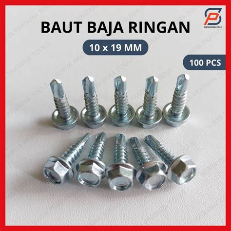 Jual Baut Rangka Baja Ringan 10x19 Isi 100 Pcs Skrup Sekrup Roofing SDS