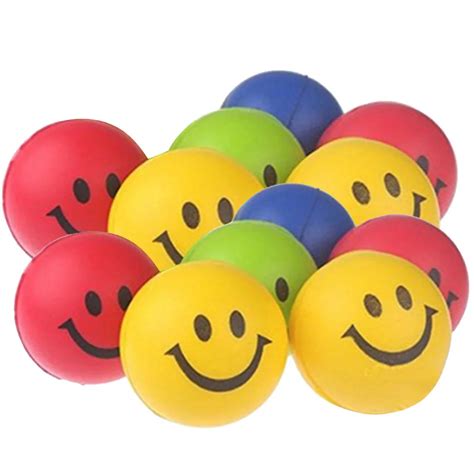 12 Pcs Soft PU Sponge Foam Smile Face Squeeze Anti Stress Relief Round